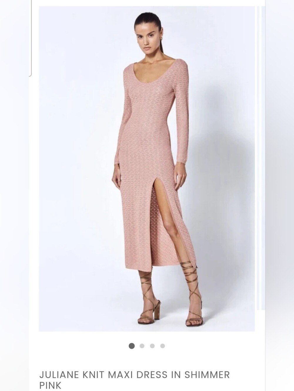 Alexis Long Sleeve Mauve Knit Maxi Dress with Side Slit SzM. Nwt